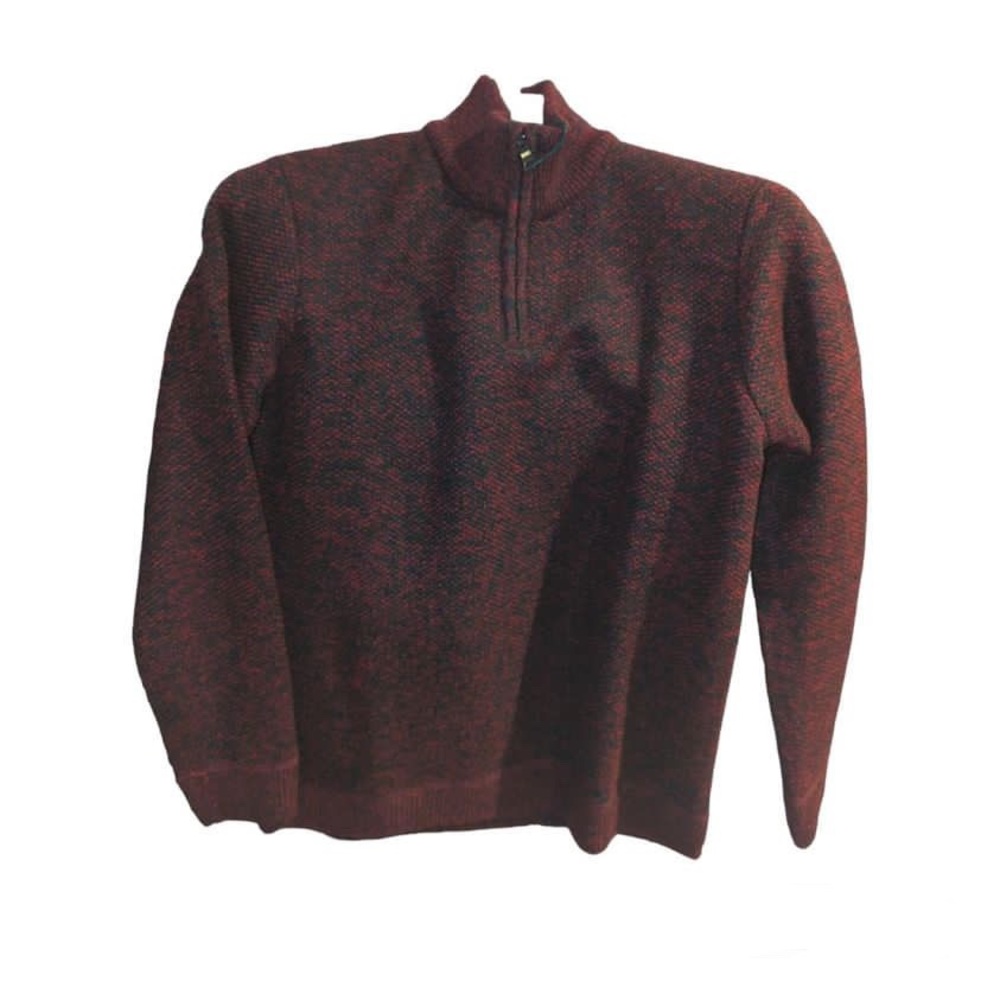 Half zip crew neck in burgundy